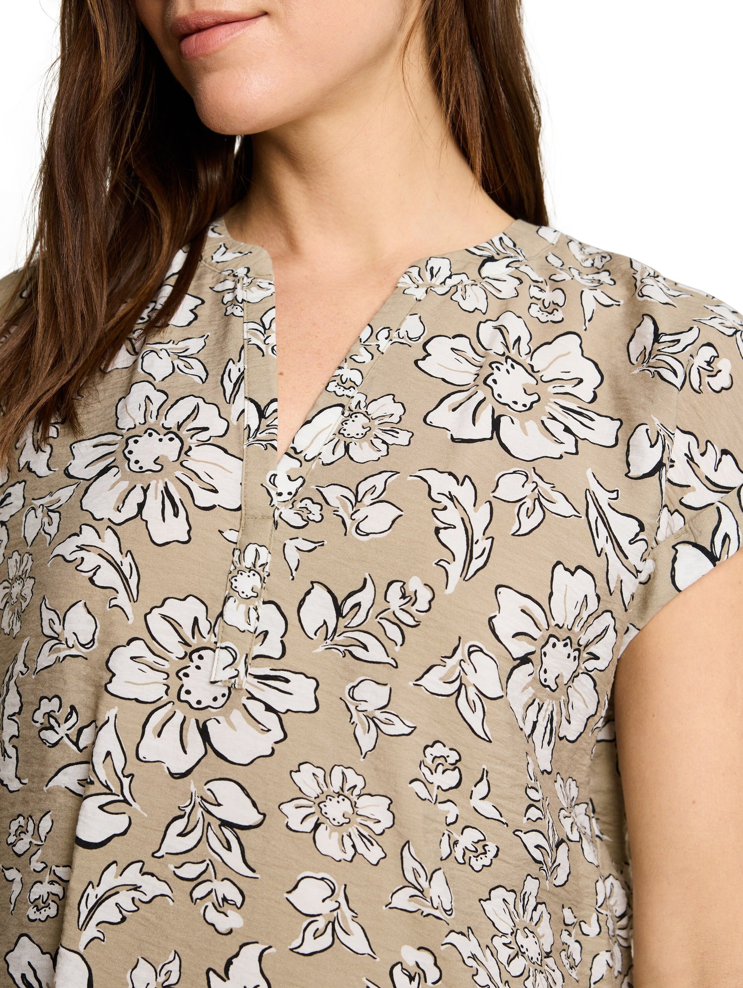 Loose Fit Bluse mit V-Ausschnitt