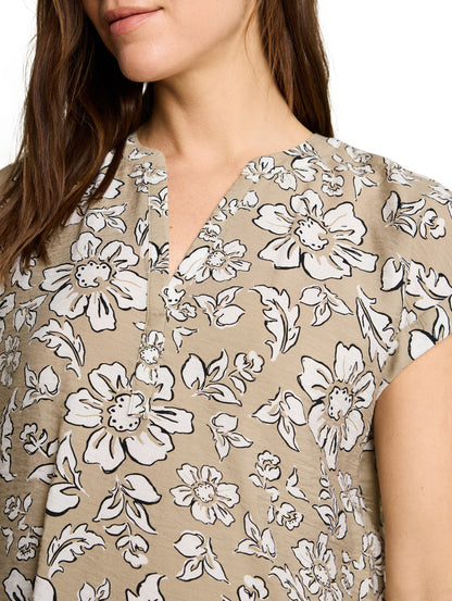 Loose Fit Bluse mit V-Ausschnitt