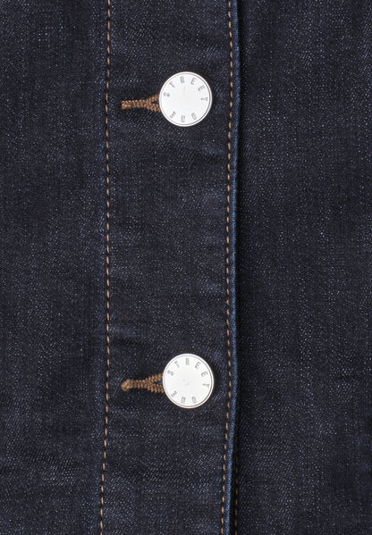 Denim Weste mit Rundhals und Knöpfen