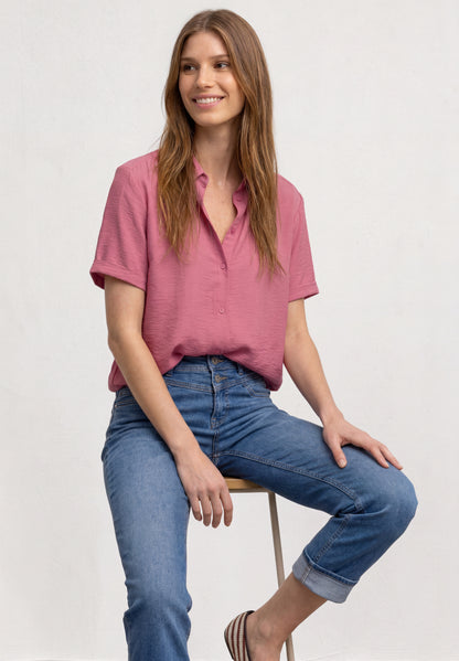 Kurzarm Hemdbluse in Unifarbe