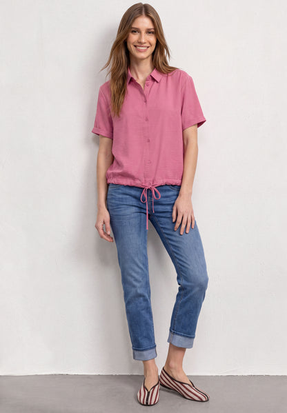 Kurzarm Hemdbluse in Unifarbe