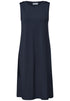 Knielanges Kleid mit Rundhals und Knopfdetail