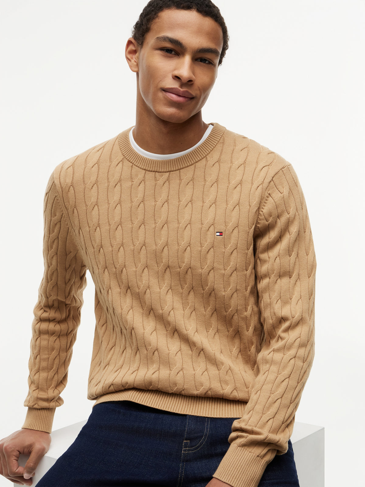 CLASSIC COTTON CABLE CREW NECK