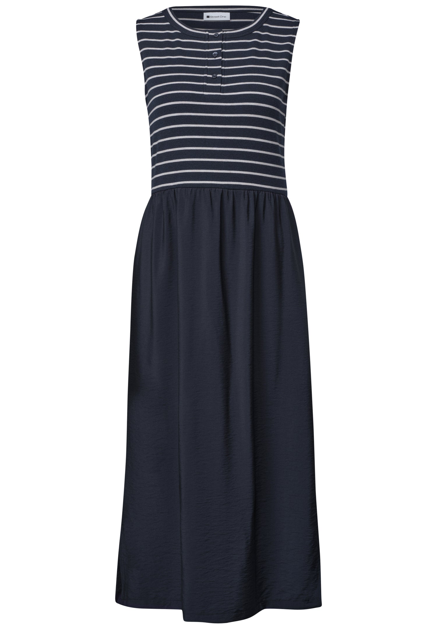 Midikleid mit Strukturmix und Knopfdetail