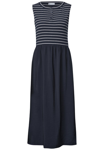 Midikleid mit Strukturmix und Knopfdetail