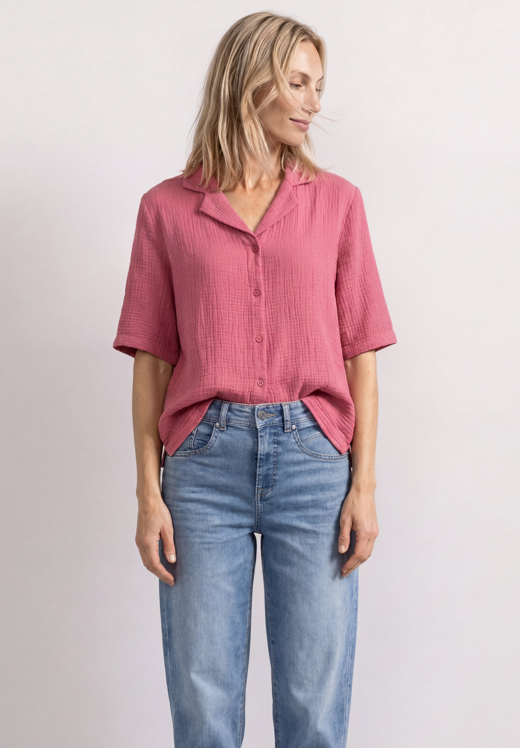 Musselin Bluse mit Bowling-Kragen