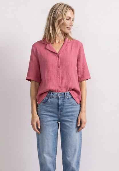 Musselin Bluse mit Bowling-Kragen