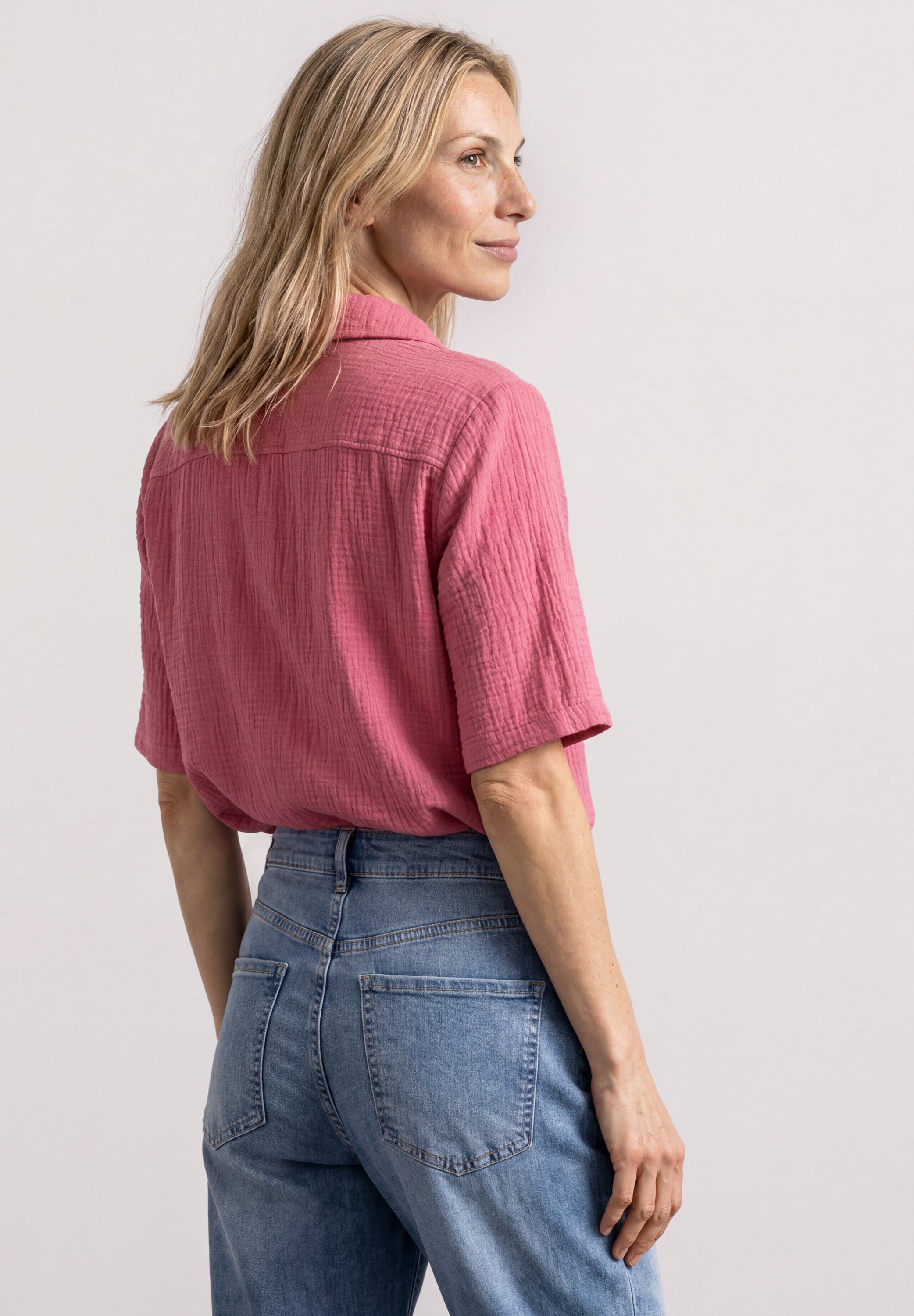 Musselin Bluse mit Bowling-Kragen