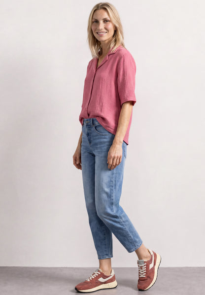 Musselin Bluse mit Bowling-Kragen