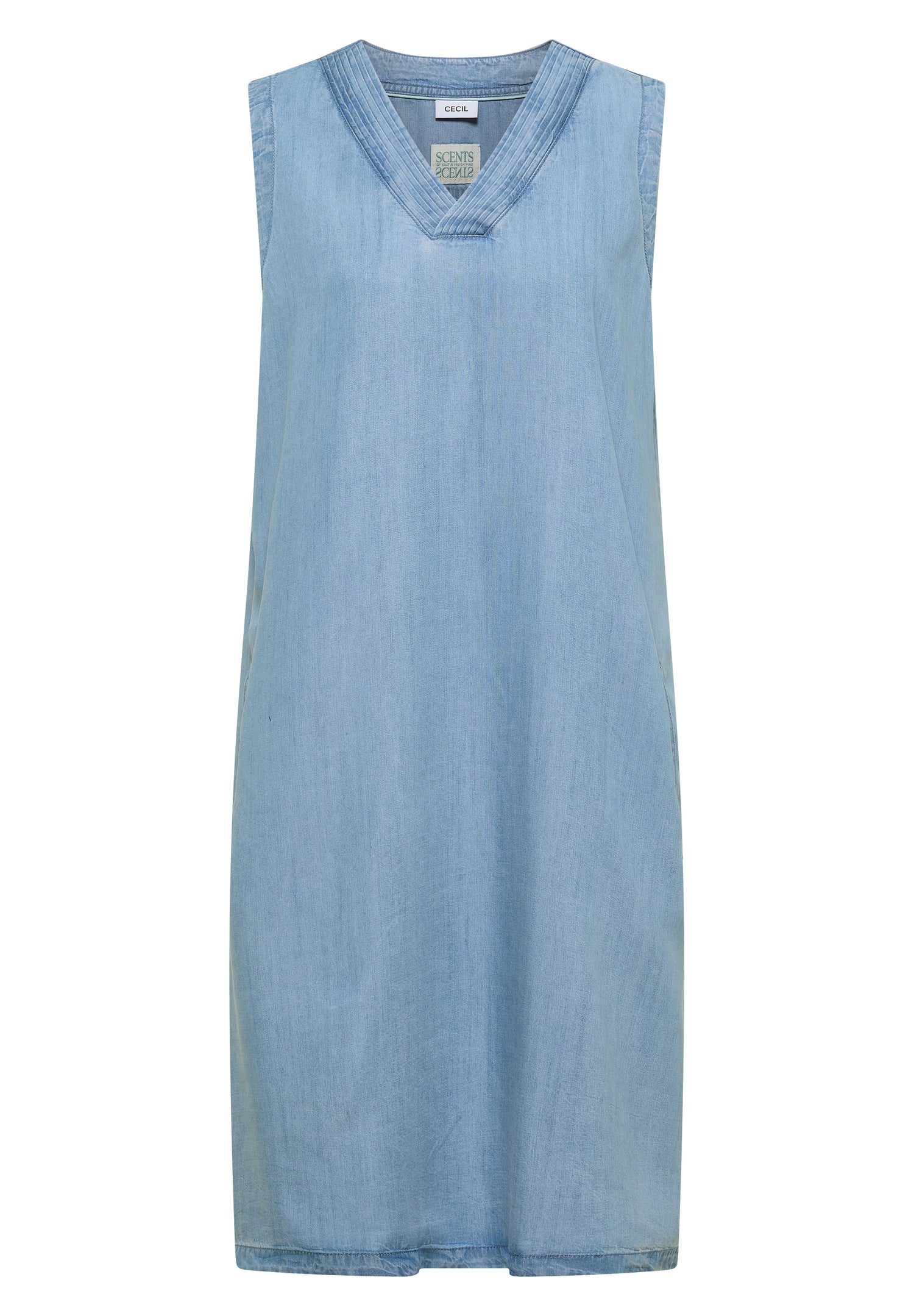Knielanges Kleid aus Lyocell mit V-Neck