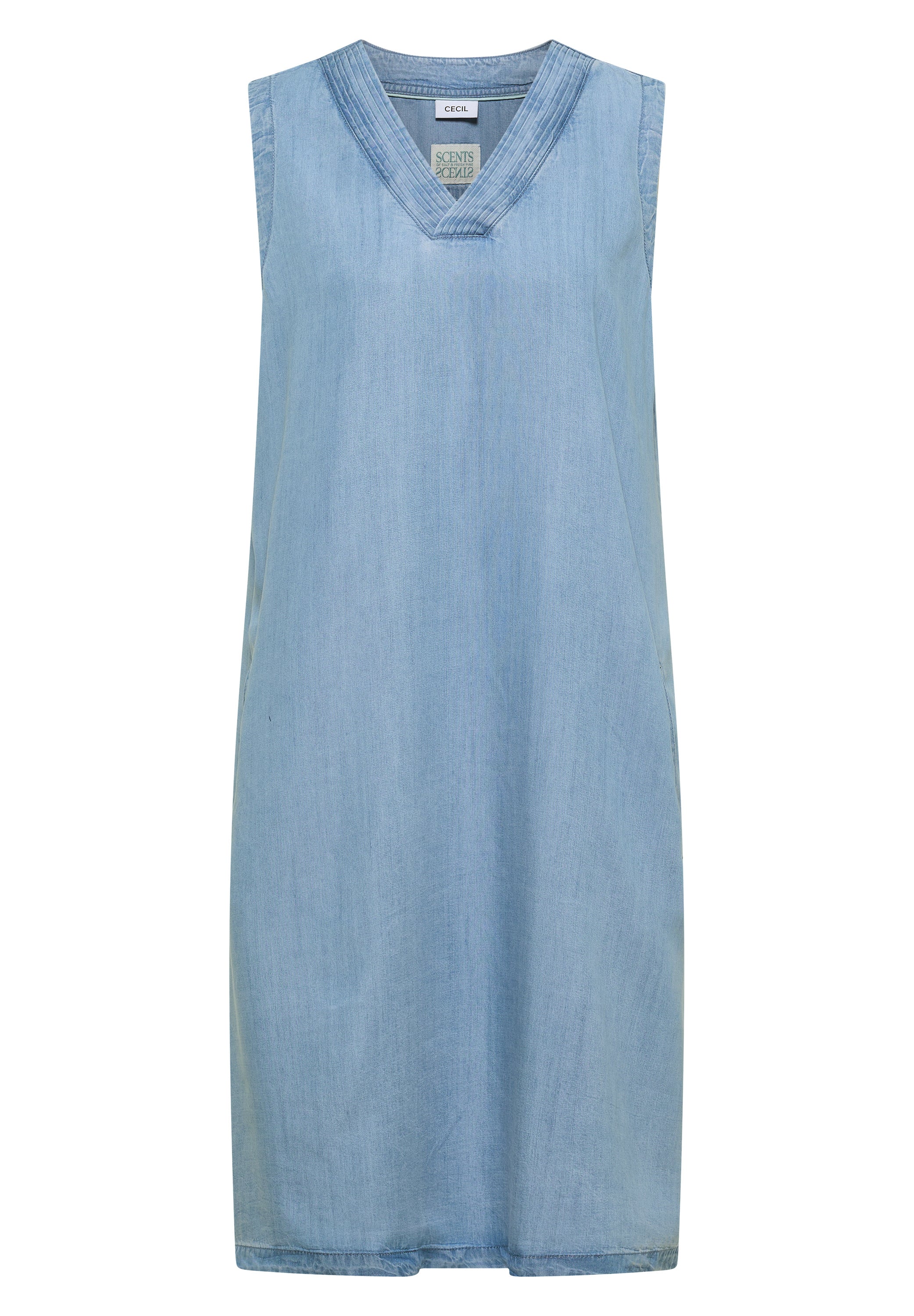 Knielanges Kleid aus Lyocell mit V-Neck