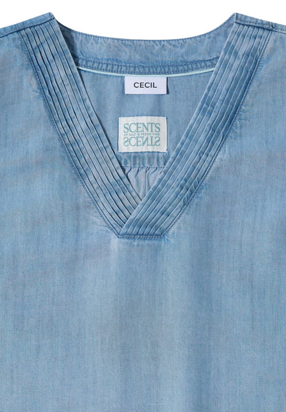 Knielanges Kleid aus Lyocell mit V-Neck