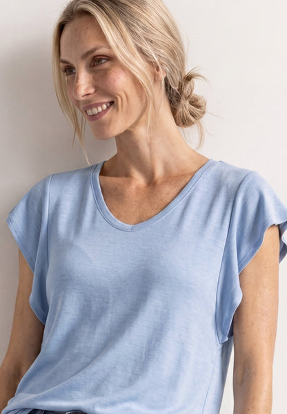 Shirt mit kurzen Volant-Ärmeln