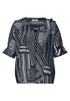 Kurzarm Bluse mit Split Neck und Print
