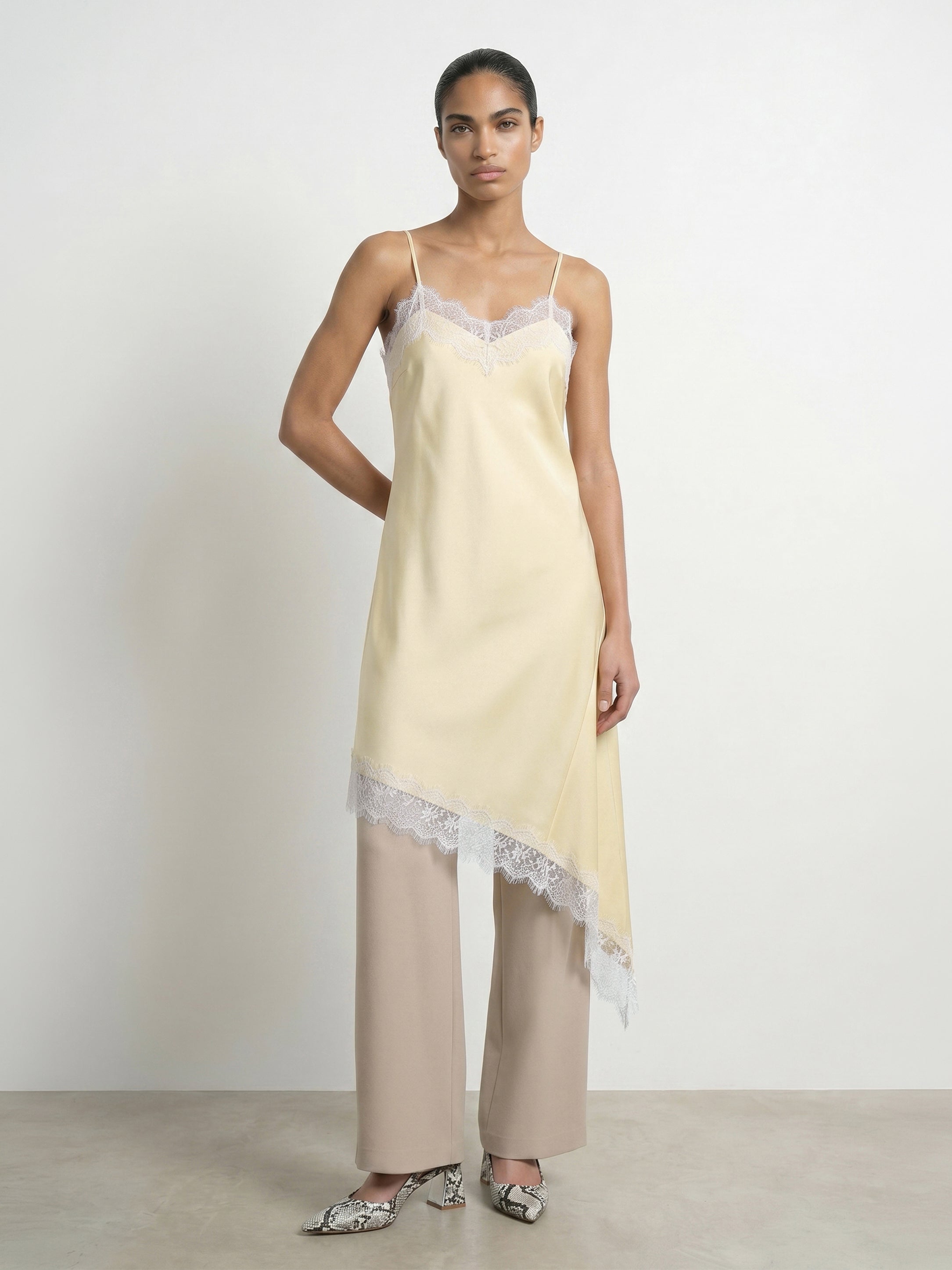 HDKIMORA MIDI SATIN LACE DRESS