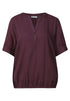 Kurzarm Bluse mit Split Neck und Elastiksaum