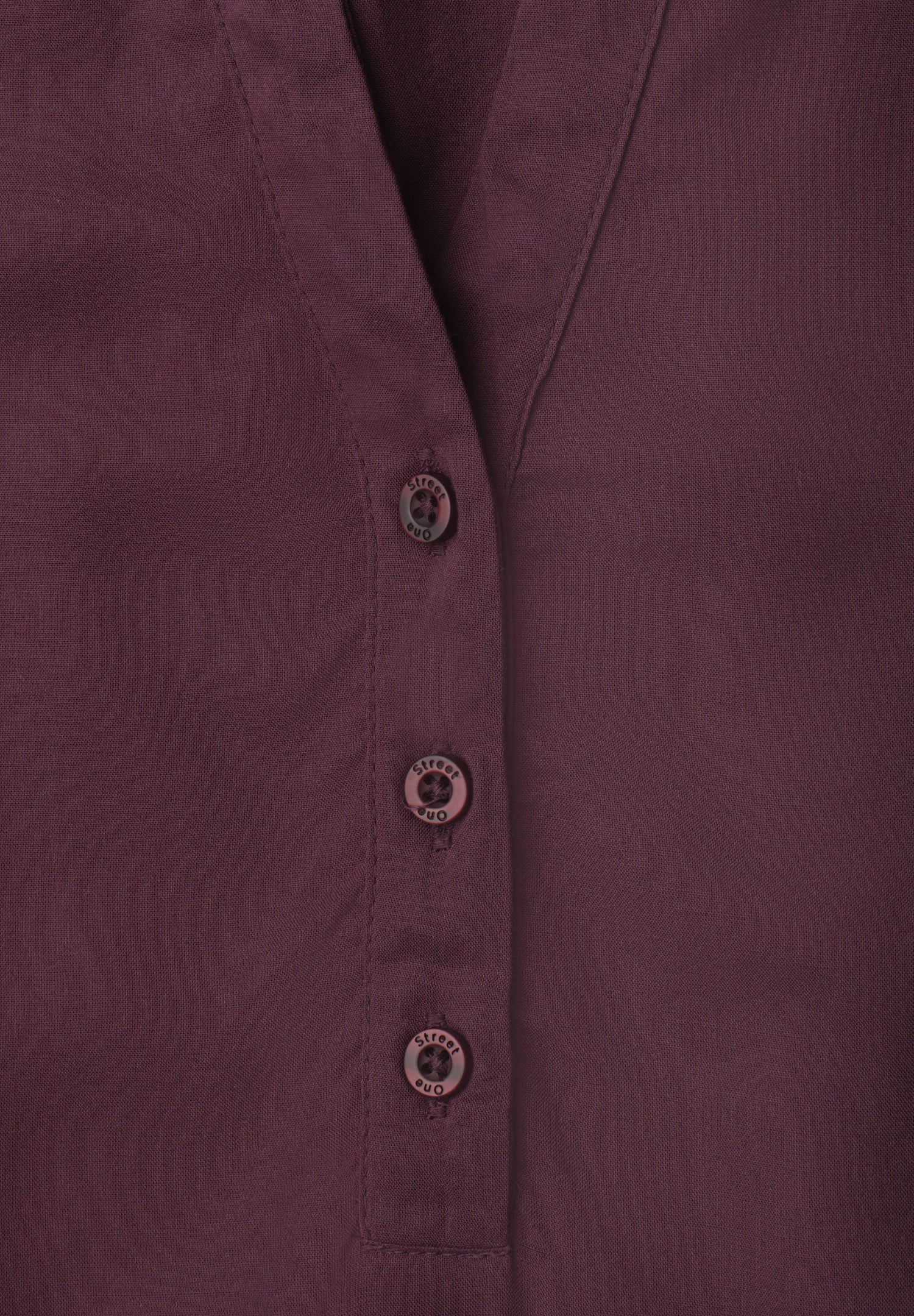 Kurzarm Bluse mit Split Neck und Elastiksaum