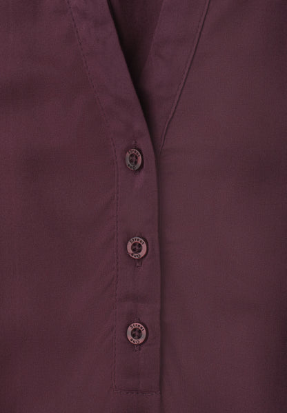 Kurzarm Bluse mit Split Neck und Elastiksaum