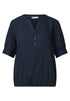 Kurzarm Bluse mit Split Neck und Elastiksaum