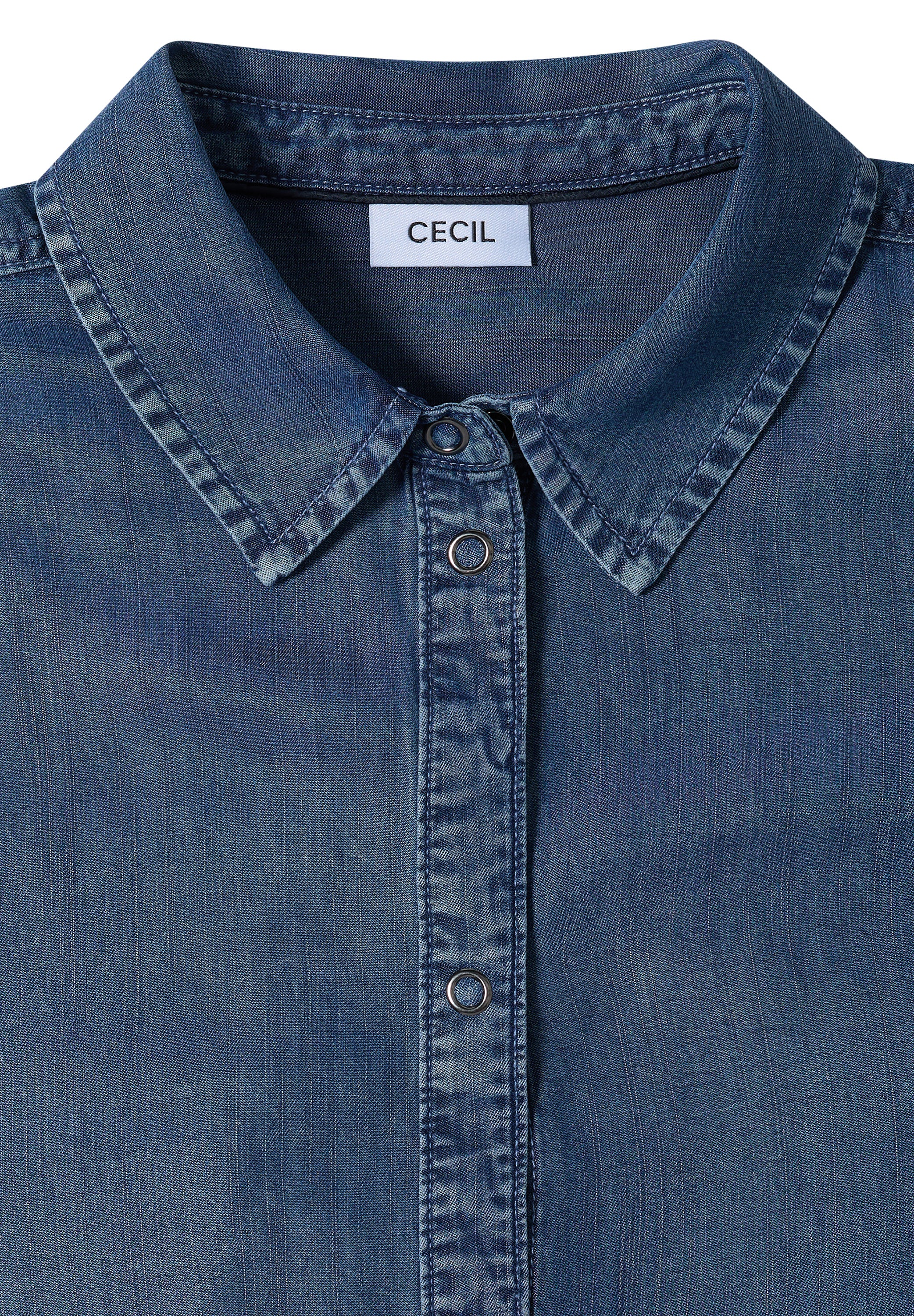 Dropped Shoulder Hemdbluse im Denim-Look