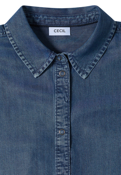 Dropped Shoulder Hemdbluse im Denim-Look