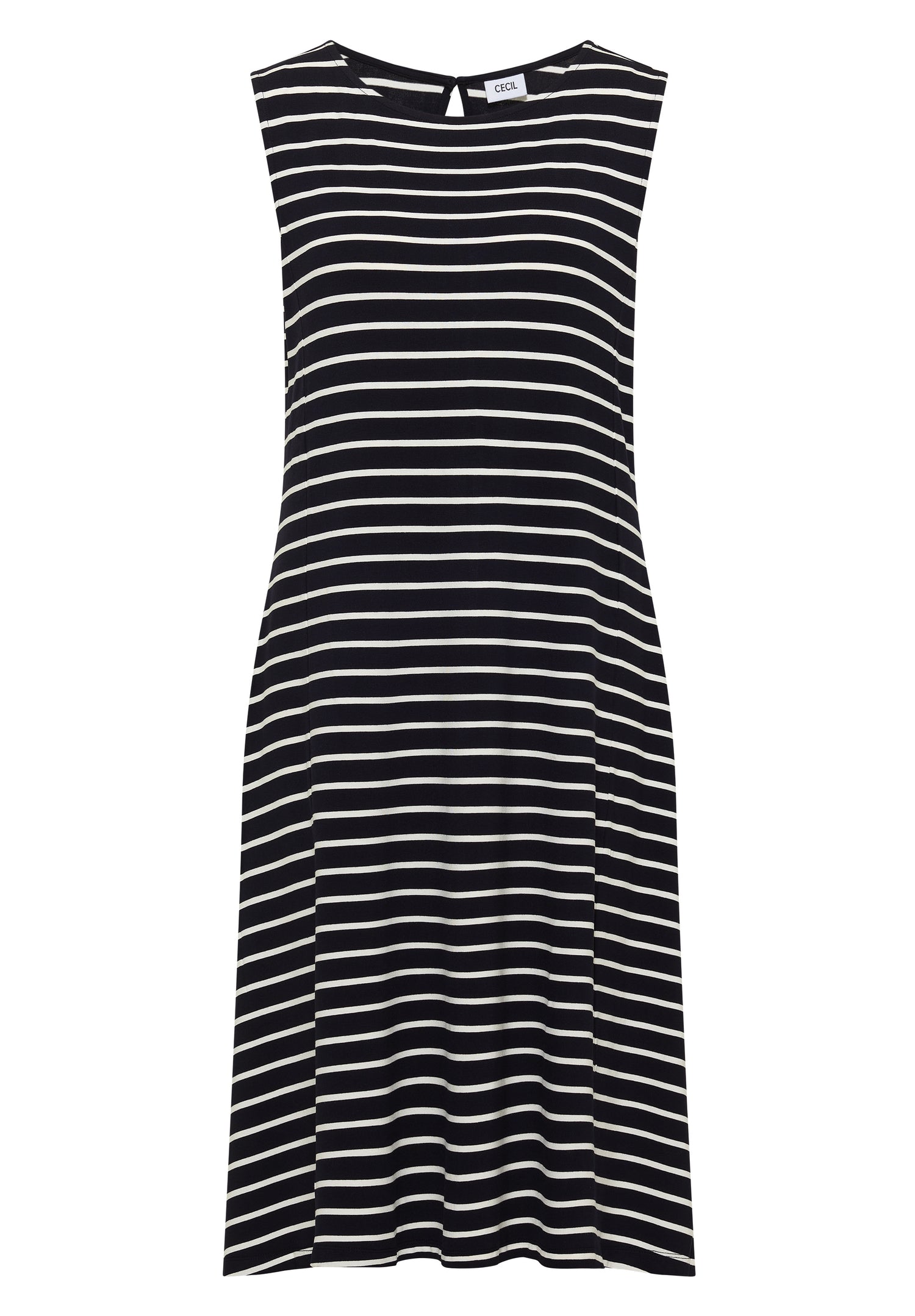 Midikleid mit Rundhals und Streifen