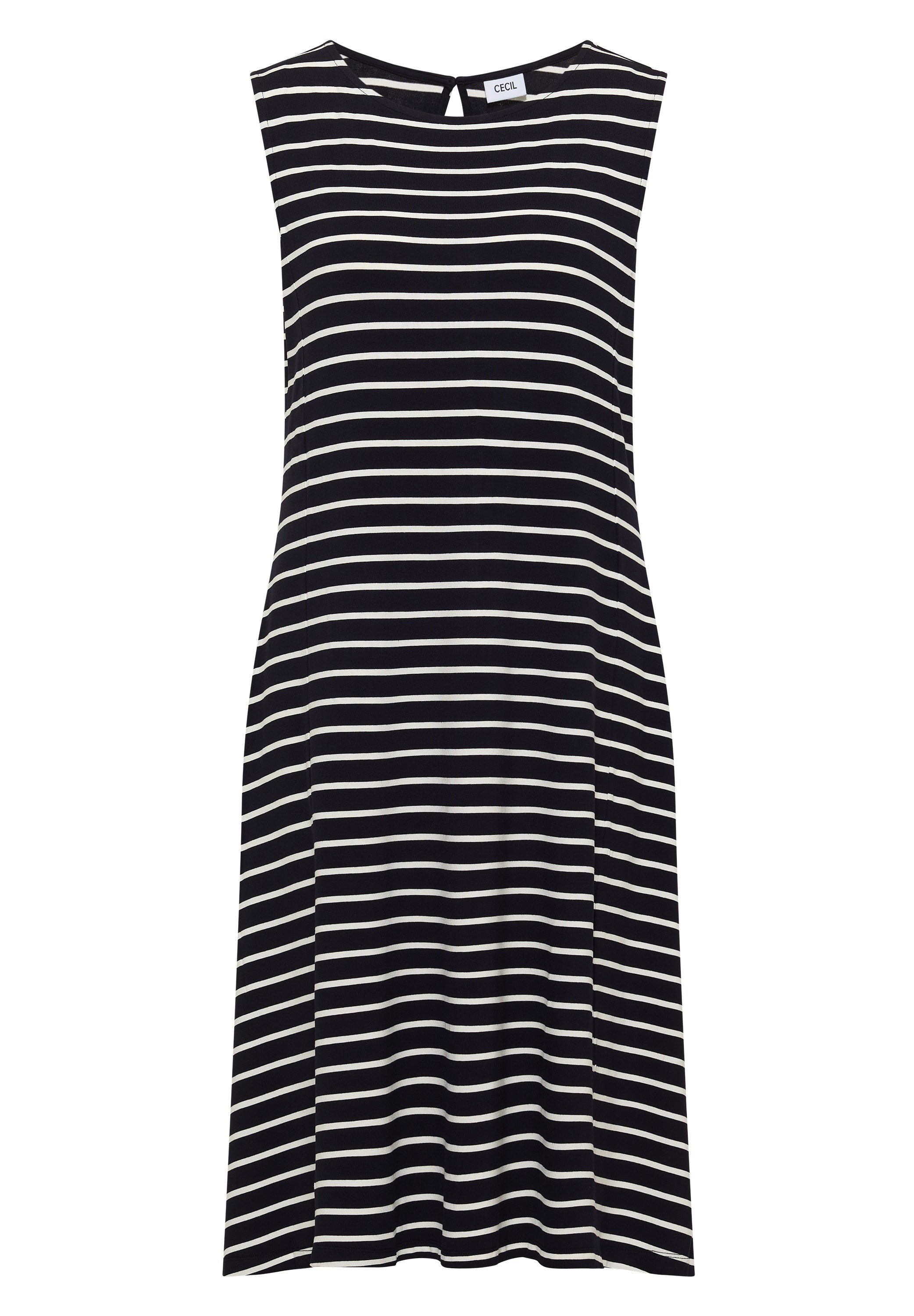 Midikleid mit Rundhals und Streifen
