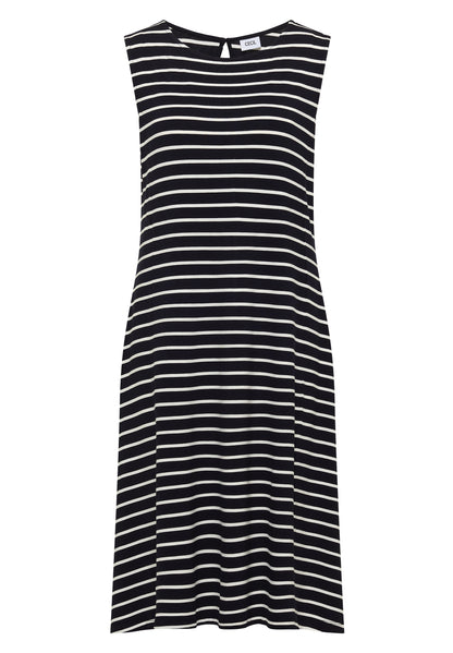 Midikleid mit Rundhals und Streifen