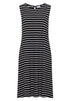 Midikleid mit Rundhals und Streifen