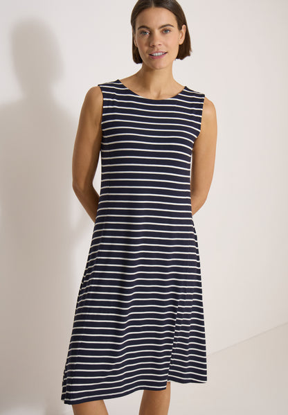 Midikleid mit Rundhals und Streifen