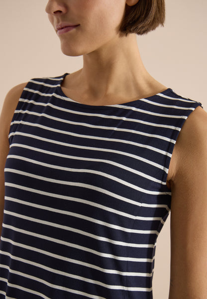 Midikleid mit Rundhals und Streifen