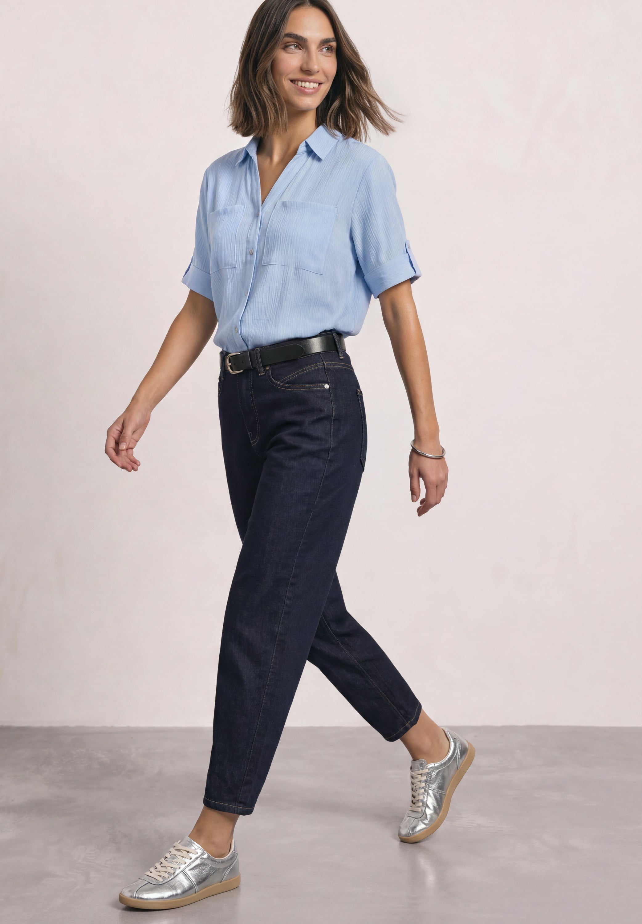 High Waist Barrel Leg Jeans im Loose Fit