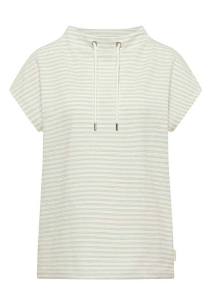 T-Shirt mit Funnel Neck und Streifen