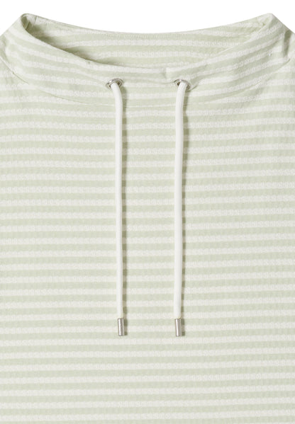 T-Shirt mit Funnel Neck und Streifen