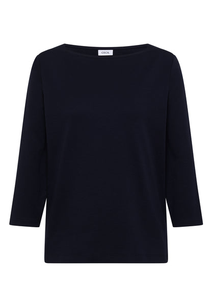 Basic Shirt mit U-Boot-Ausschnitt