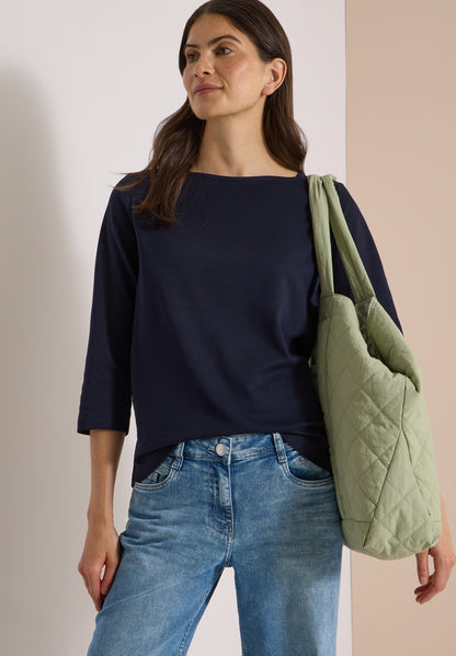 Basic Shirt mit U-Boot-Ausschnitt