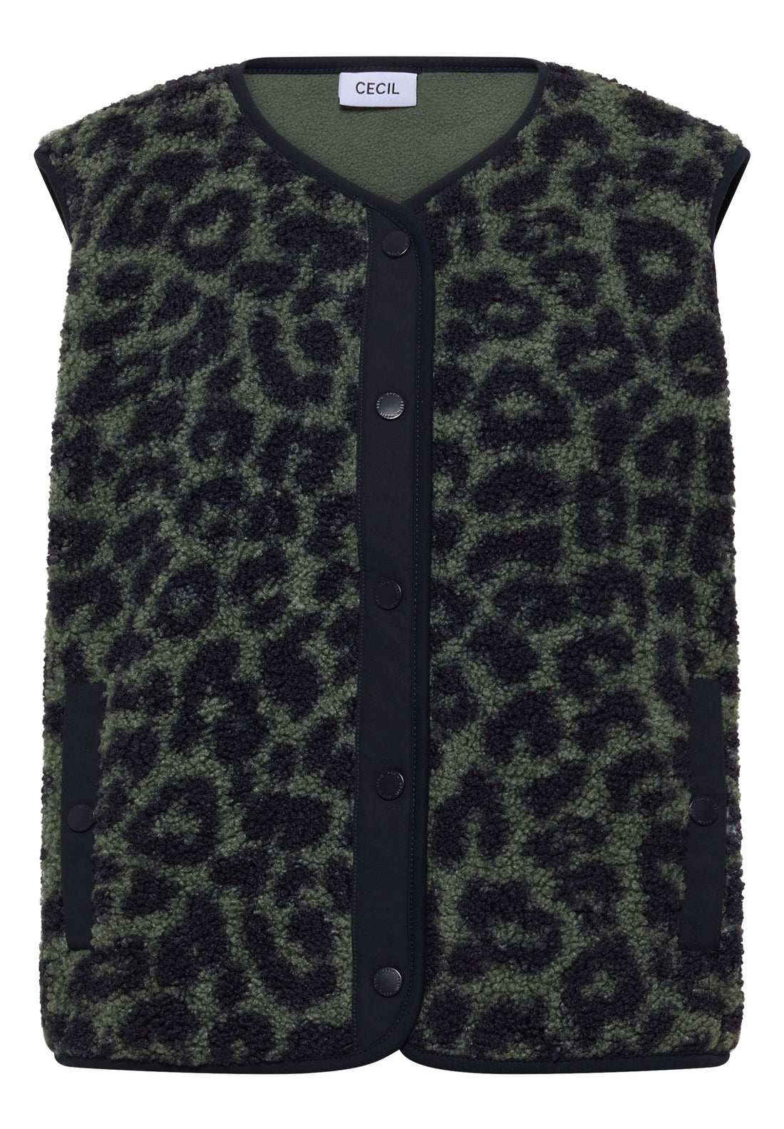 Teddy-Weste mit Softshelldetails und Leo-Muster