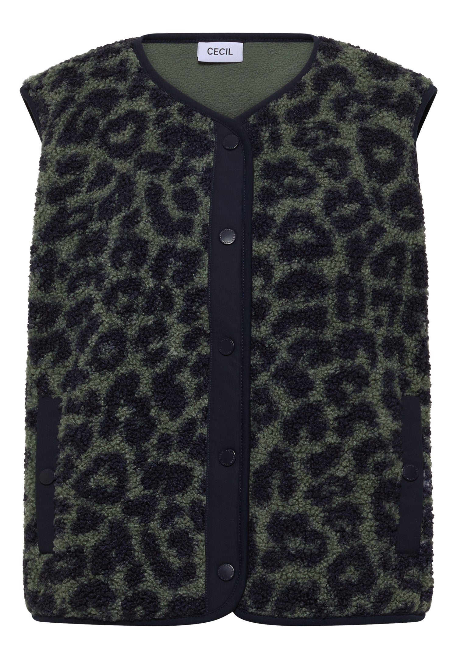 Teddy-Weste mit Softshelldetails und Leo-Muster