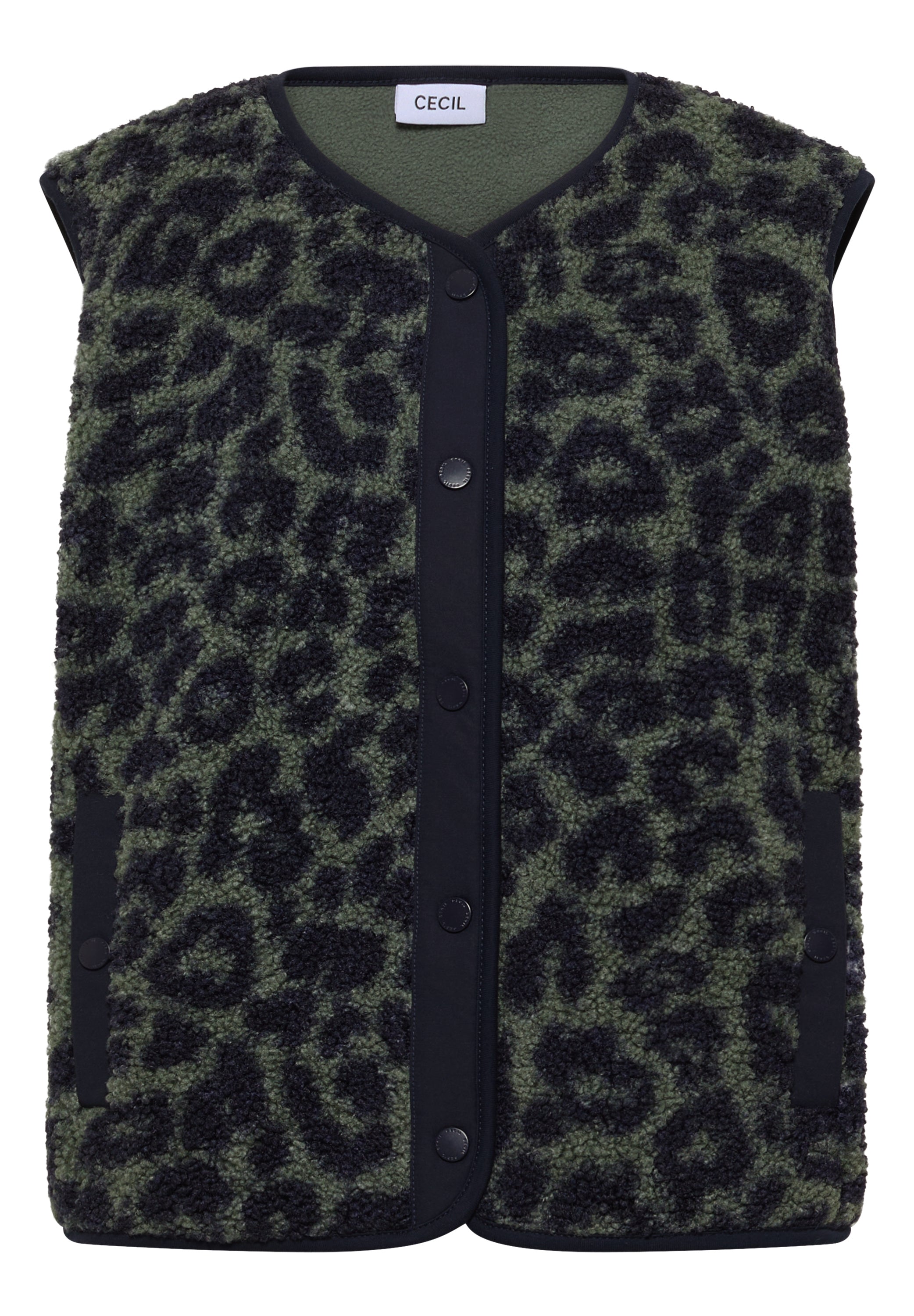 Teddy-Weste mit Softshelldetails und Leo-Muster
