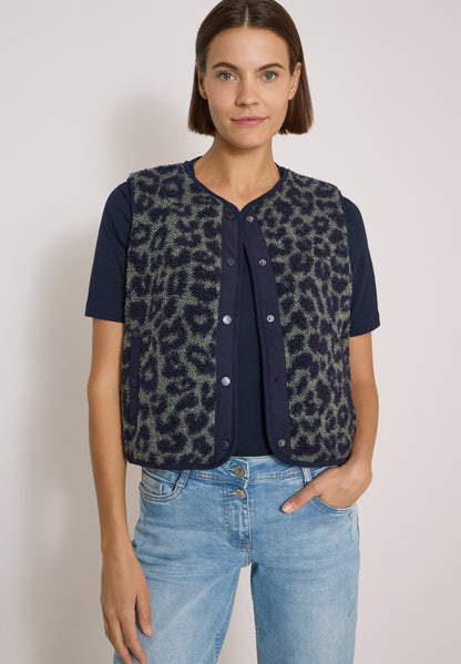 Teddy-Weste mit Softshelldetails und Leo-Muster