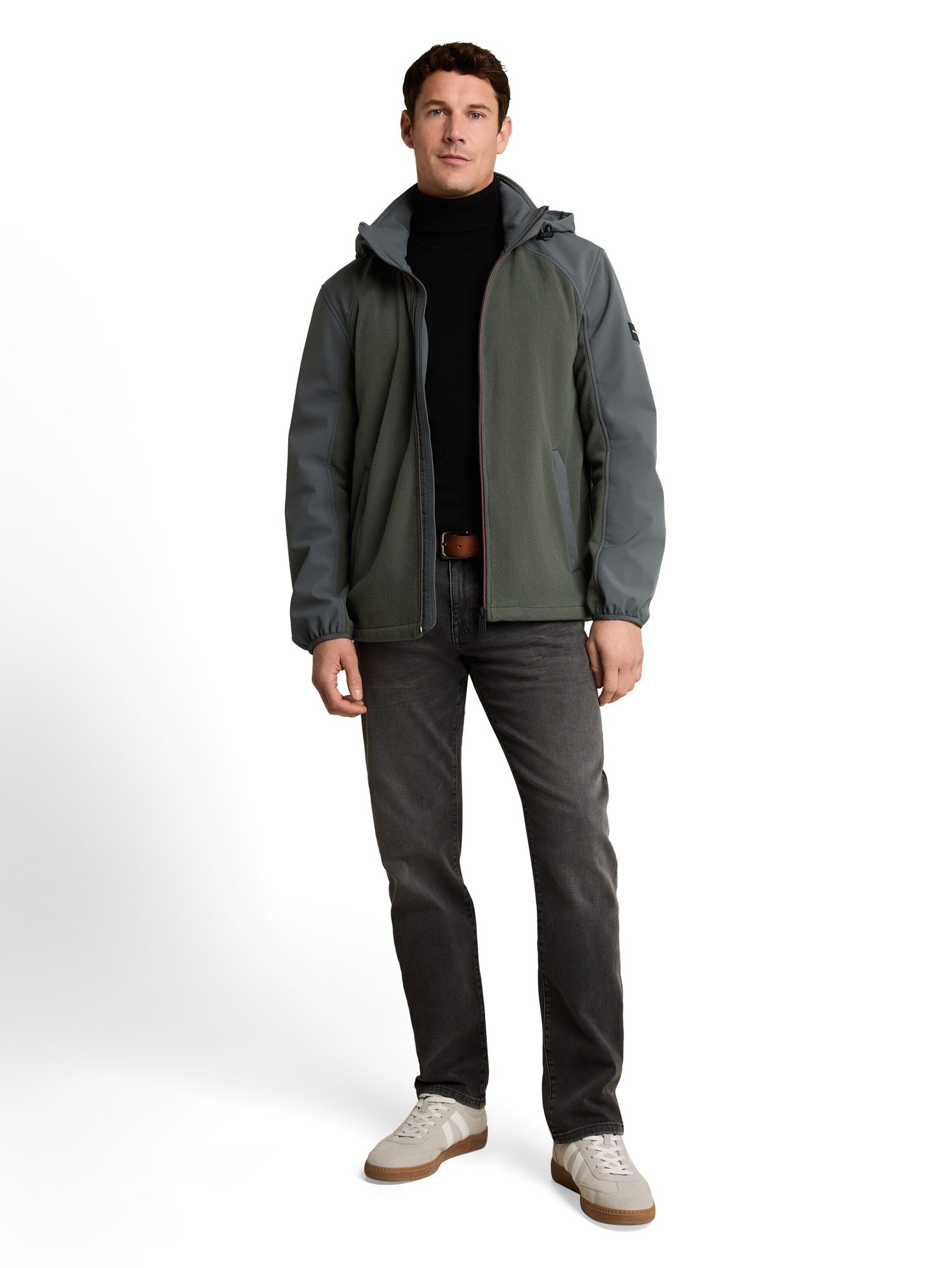 Hybrid Fleecejacke mit Kapuze