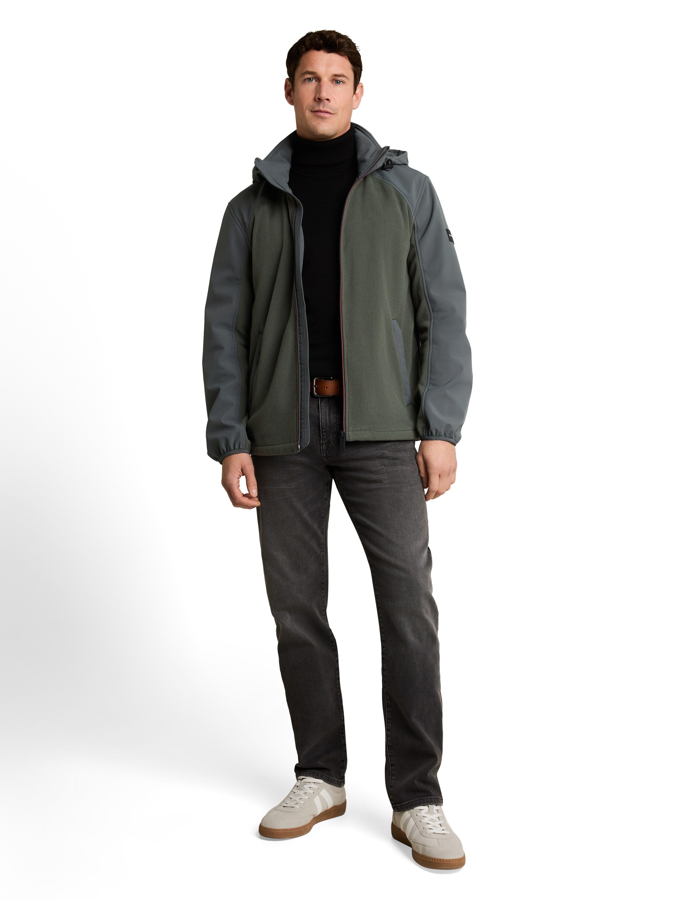 Hybrid Fleecejacke mit Kapuze