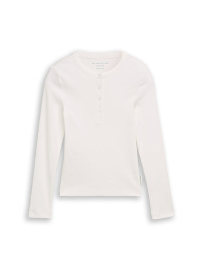Henley Langarmshirt mit Rippstruktur