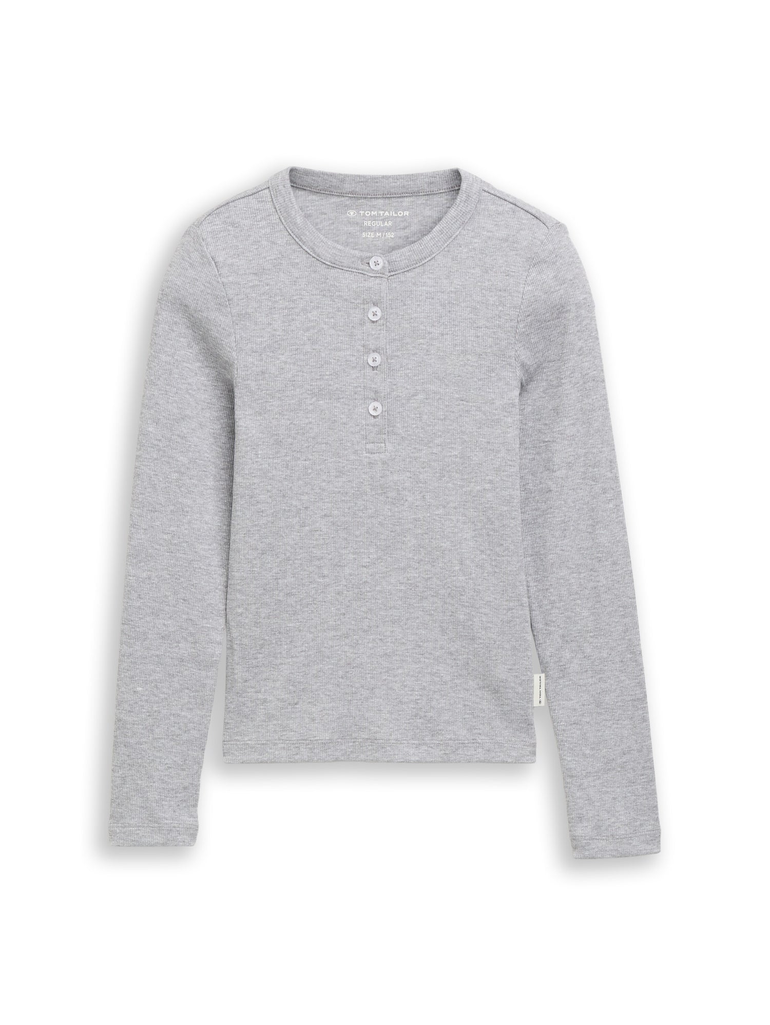 Henley Langarmshirt mit Rippstruktur