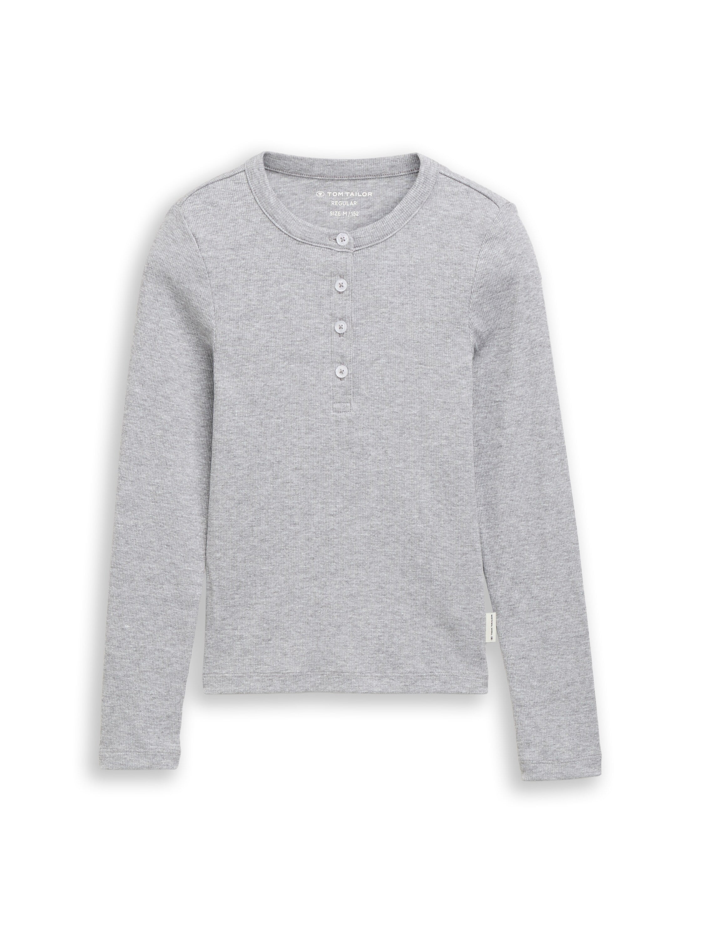 Henley Langarmshirt mit Rippstruktur