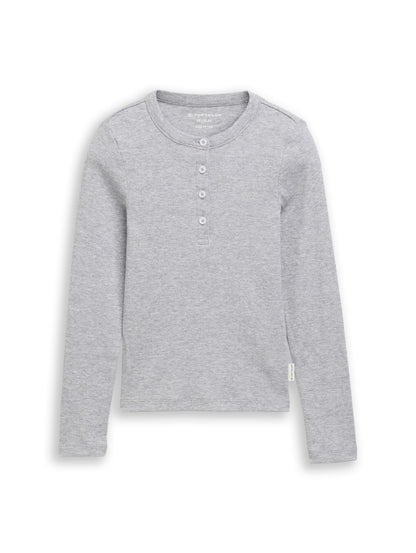 Henley Langarmshirt mit Rippstruktur