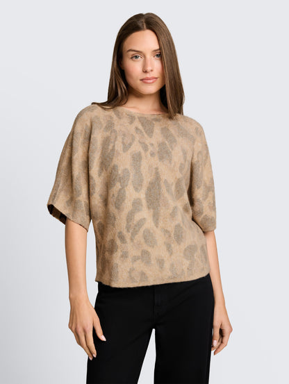 Loose Fit Strickpullover mit Leo-Muster