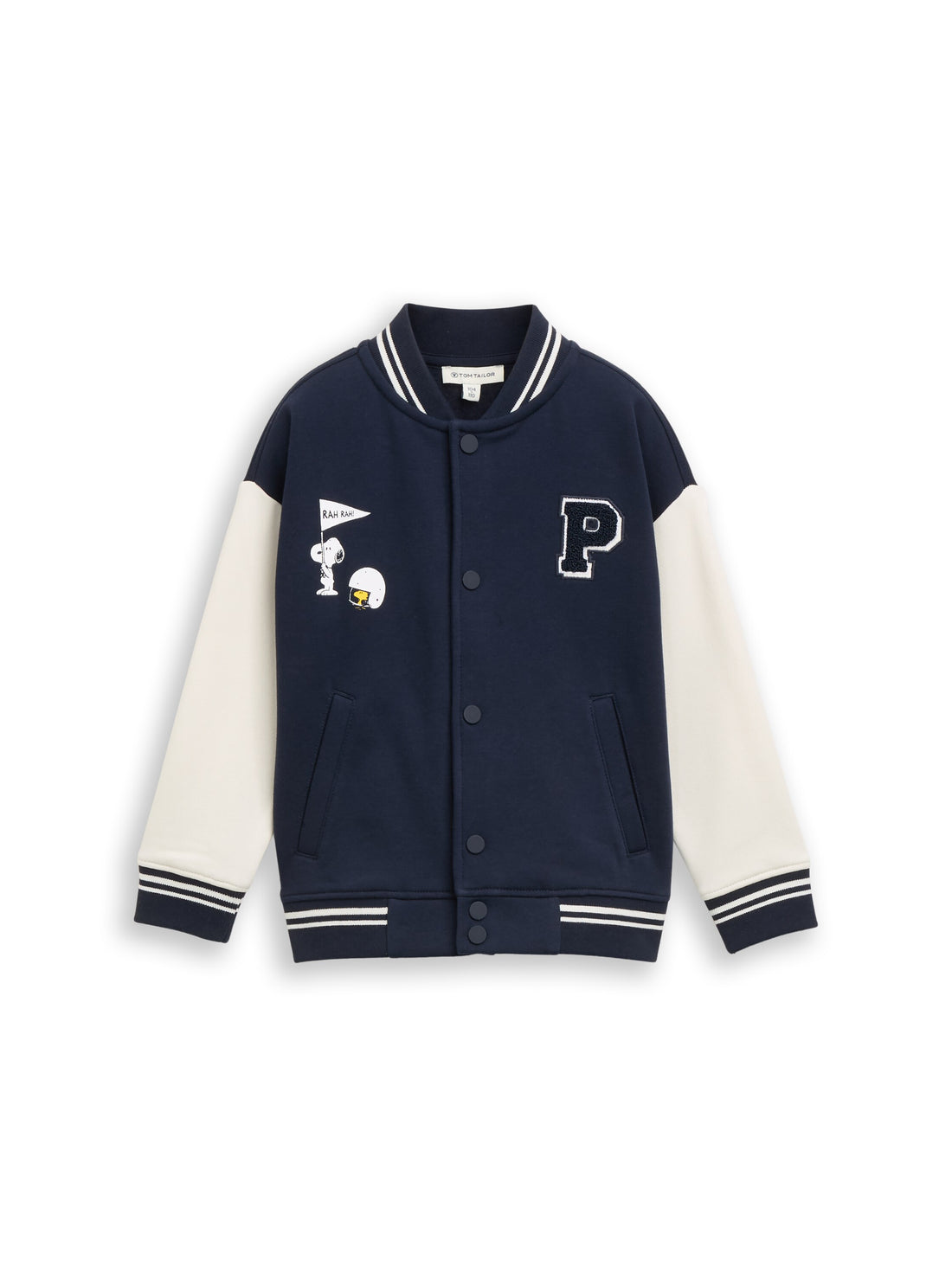 Oversize College Sweatjacke mit Snoopy-Rückenprint