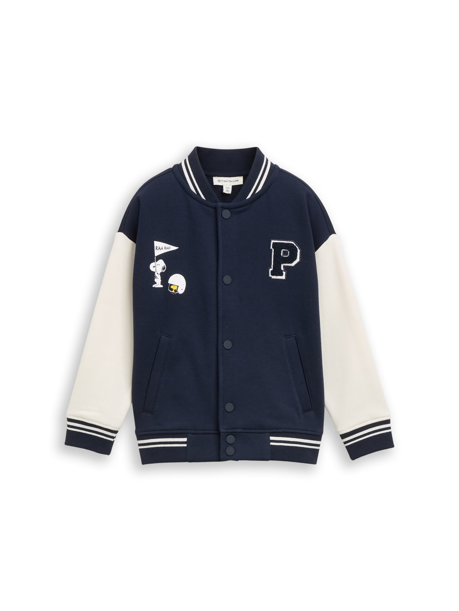 Oversize College Sweatjacke mit Snoopy-Rückenprint