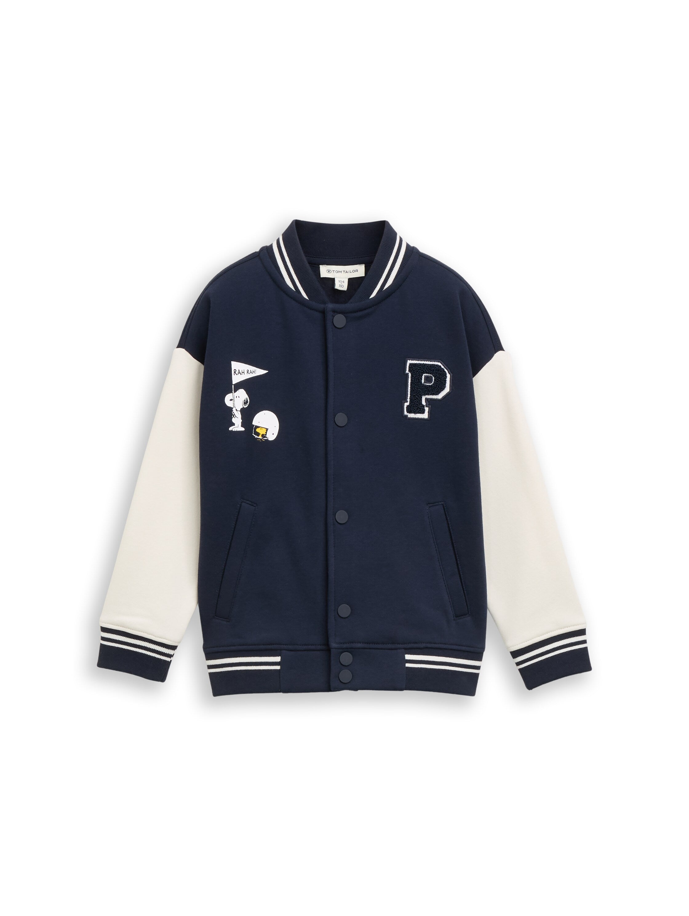 Oversize College Sweatjacke mit Snoopy-Rückenprint